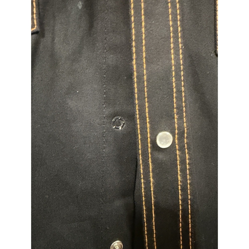 Western Welder Welding Shirt Mens Large Black Orange Snap Front 1 Defective Snap - Picture 4 of 4